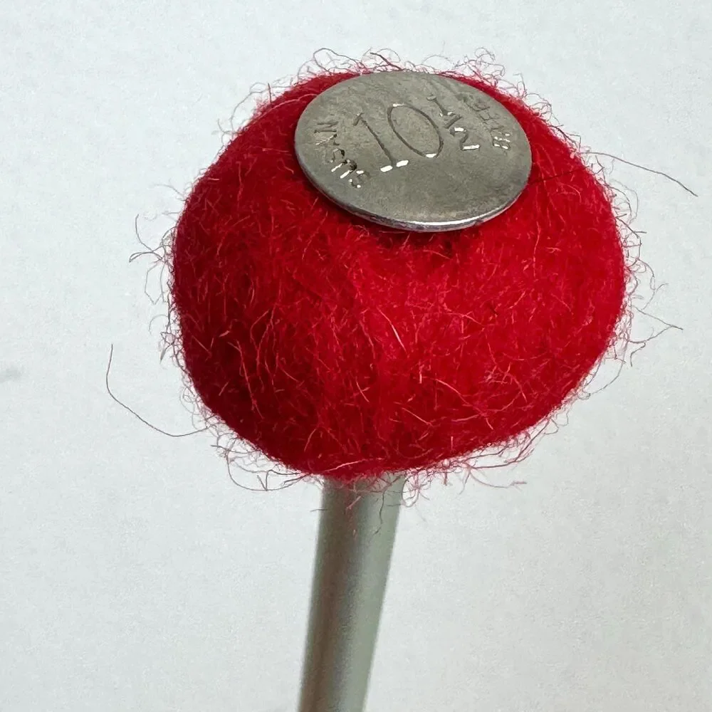 12 Handmade Felted Flowers Knitting Needle Craft Red 10”